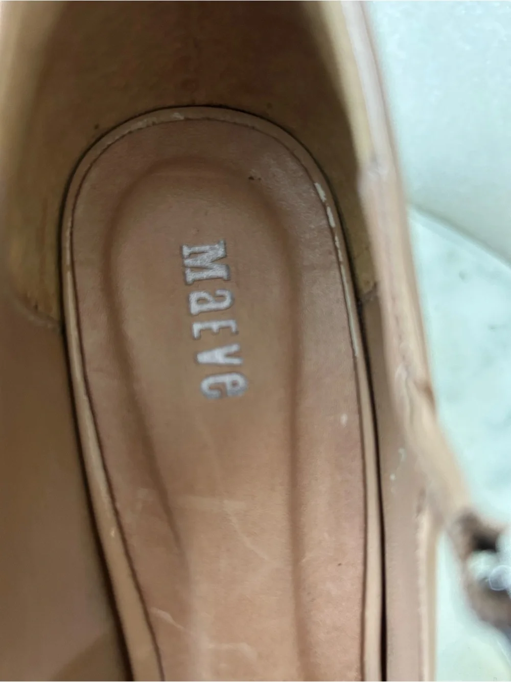ANTHROPOLOGIE/MAEVE MARY JANE NEUTRAL COLOR WEDGES 38/7.5 worn only once!